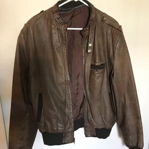 Members Only Leather Bomber Jacket
